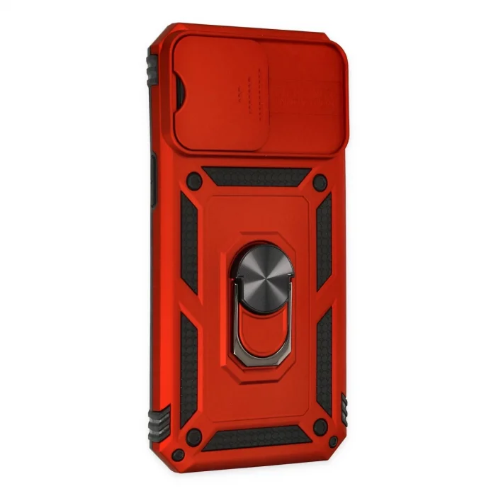 BUĞZ İphone 14 Pro Kılıf Pars Lens Yüzüklü Silikon - Kırmızı