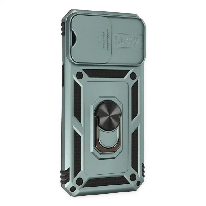 BUĞZ İphone 14 Pro Kılıf Pars Lens Yüzüklü Silikon - Yeşil