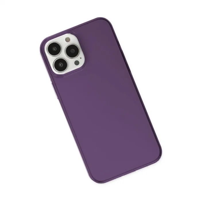 BUĞZ İphone 14 Pro Kılıf Pc Sert Şeffaf Kapak - Mor