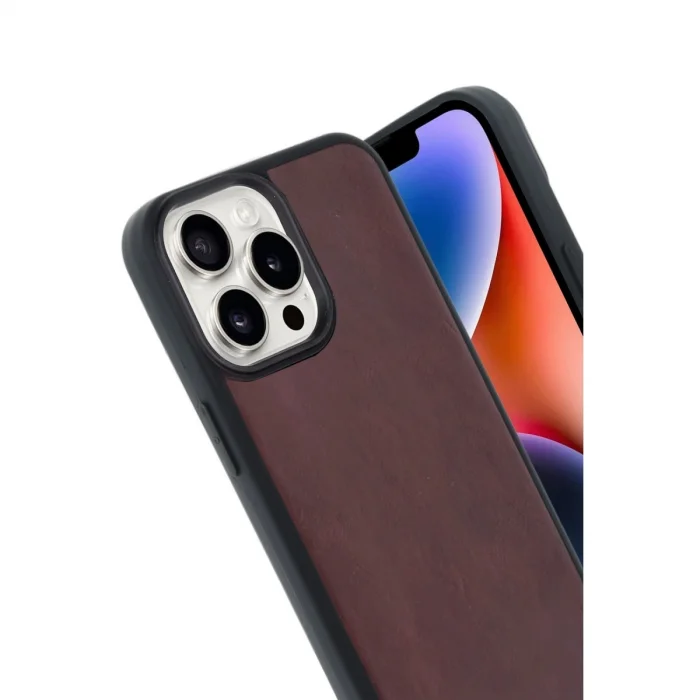 BUĞZ İphone 14 Pro Max Kılıf Aras Deri Kapak - Bordo