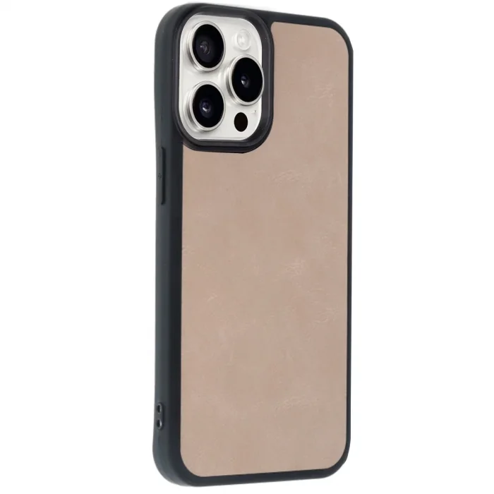 BUĞZ İphone 14 Pro Max Kılıf Aras Deri Kapak - Pudra