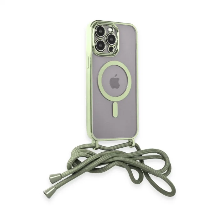 BUĞZ İphone 14 Pro Max Kılıf Divo Lazer Askılı Magsafe Kapak - Koyu Yeşil