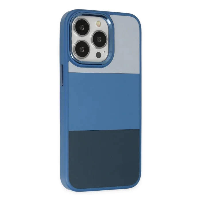 BUĞZ İphone 14 Pro Max Kılıf King Kapak - Açık Mavi-lacivert