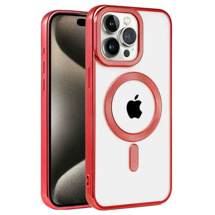 BUĞZ İphone 14 Pro Max Kılıf Kronos Magsafe Kapak - Kırmızı