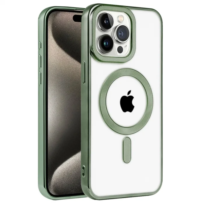 BUĞZ İphone 14 Pro Max Kılıf Kronos Magsafe Kapak - Koyu Yeşil