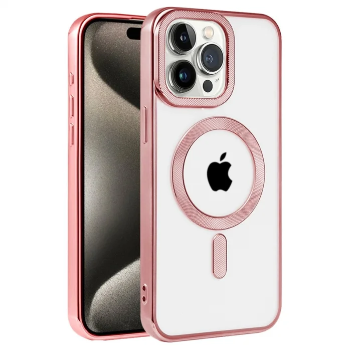 BUĞZ İphone 14 Pro Max Kılıf Kronos Magsafe Kapak - Rose Gold