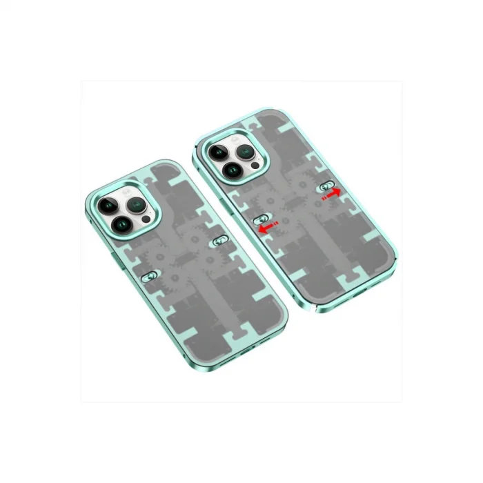 BUĞZ İphone 14 Pro Max Kılıf Mekanik Bumper Kapak - Yeşil