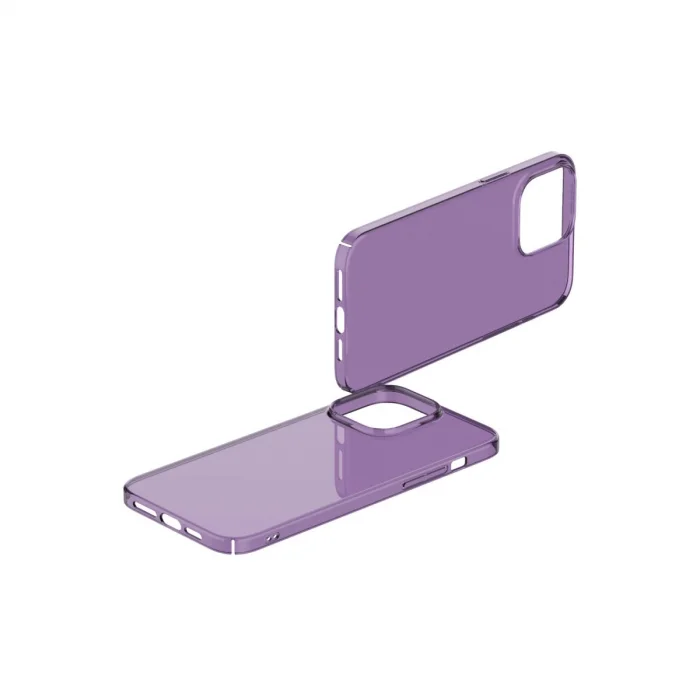 BUĞZ İphone 14 Pro Max Kılıf Pc Sert Şeffaf Kapak - Mor