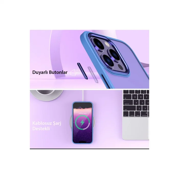 BUĞZ İphone 14 Pro Max Kılıf Power Silikon - Mavi