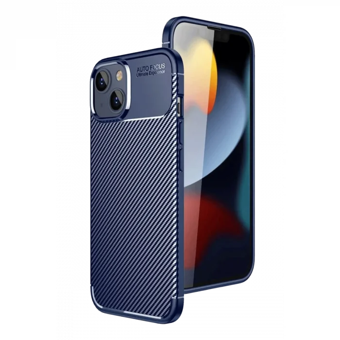 BUĞZ İphone 15 Kılıf Auto Focus Karbon Kapak - Lacivert