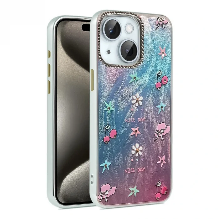 BUĞZ İphone 15 Kılıf Blade Aynalı Desenli Kapak - Desen 4