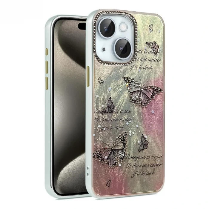 BUĞZ İphone 15 Kılıf Blade Aynalı Desenli Kapak - Desen 6