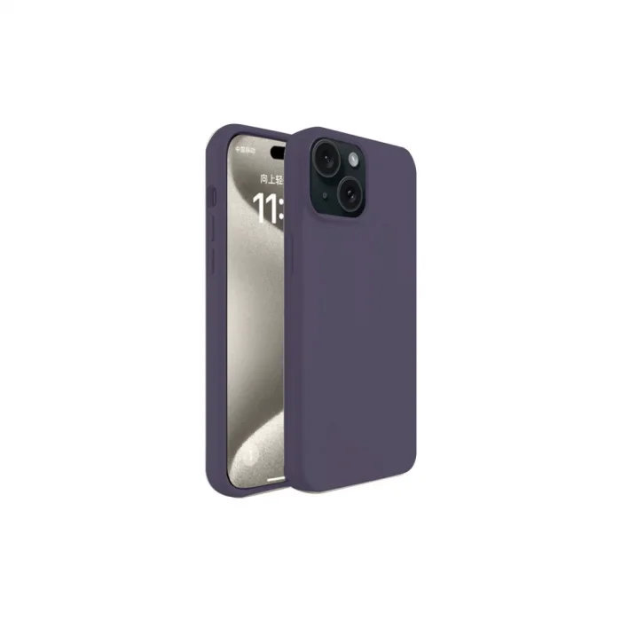 BUĞZ İphone 15 Kılıf First Silikon - Mürdüm