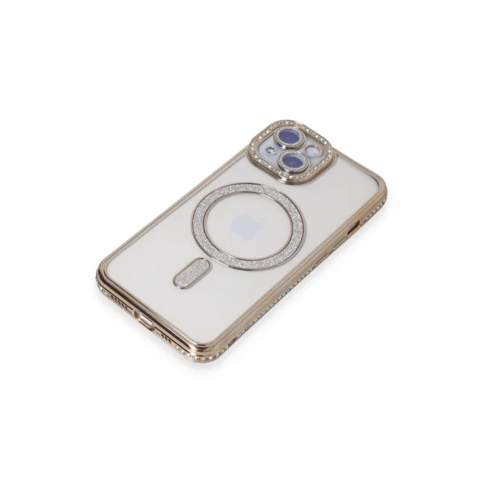 BUĞZ İphone 15 Kılıf Joke Simli Magneticsafe Kılıf - Gold