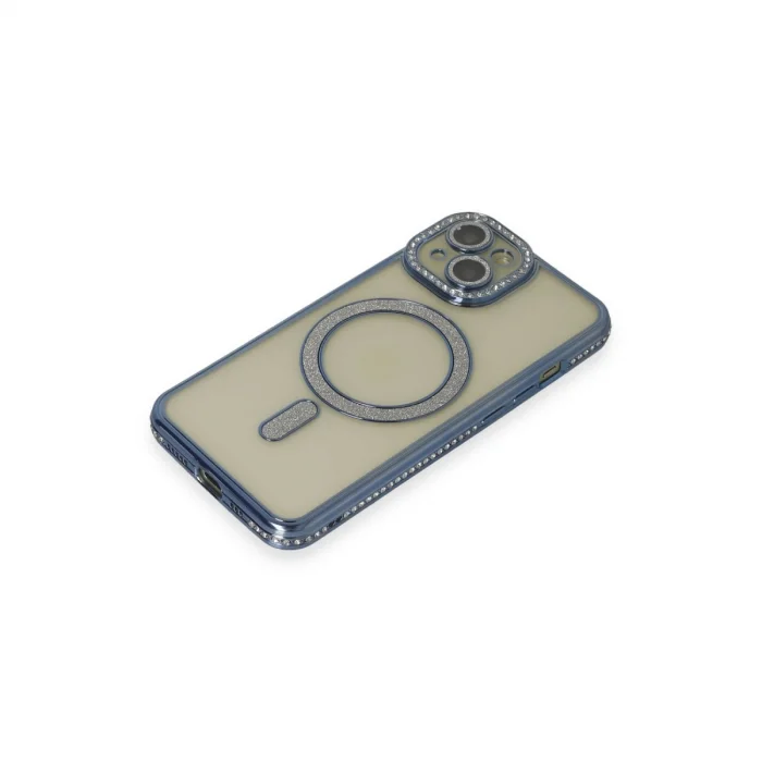 BUĞZ İphone 15 Kılıf Joke Simli Magneticsafe Kılıf - Lacivert