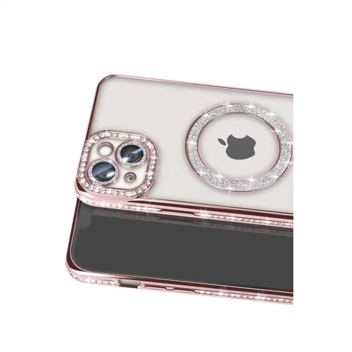 BUĞZ İphone 15 Kılıf Joke Simli Magneticsafe Kılıf - Pembe