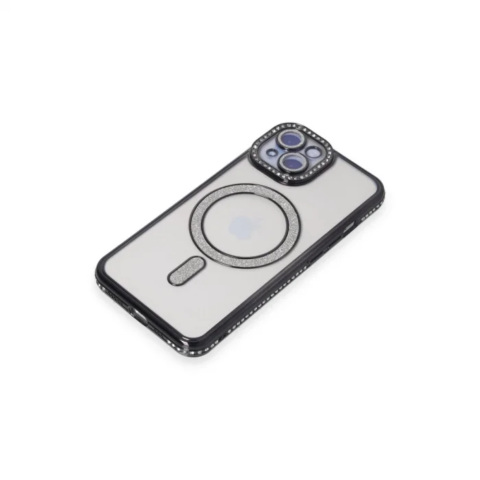 BUĞZ İphone 15 Kılıf Joke Simli Magneticsafe Kılıf - Siyah