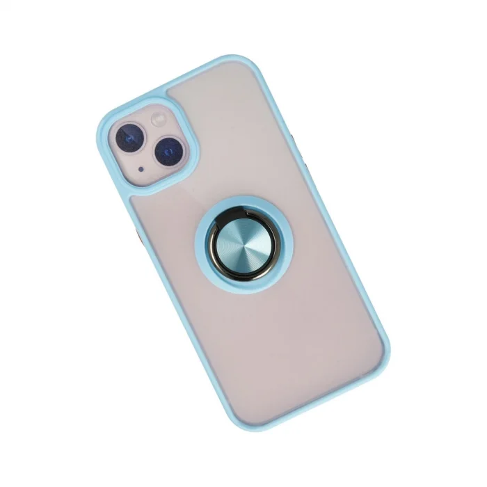 BUĞZ İphone 15 Kılıf Montreal Yüzüklü Silikon Kapak - Buz Mavi