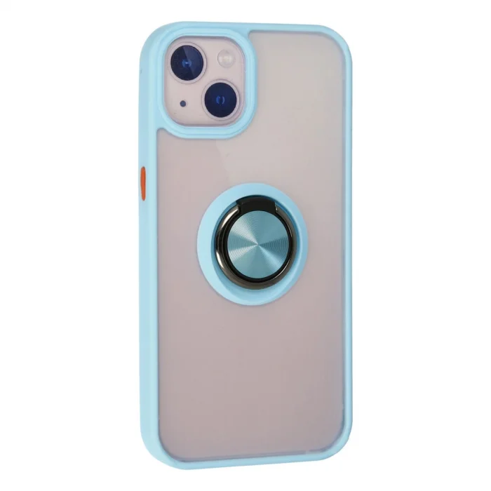 BUĞZ İphone 15 Kılıf Montreal Yüzüklü Silikon Kapak - Buz Mavi