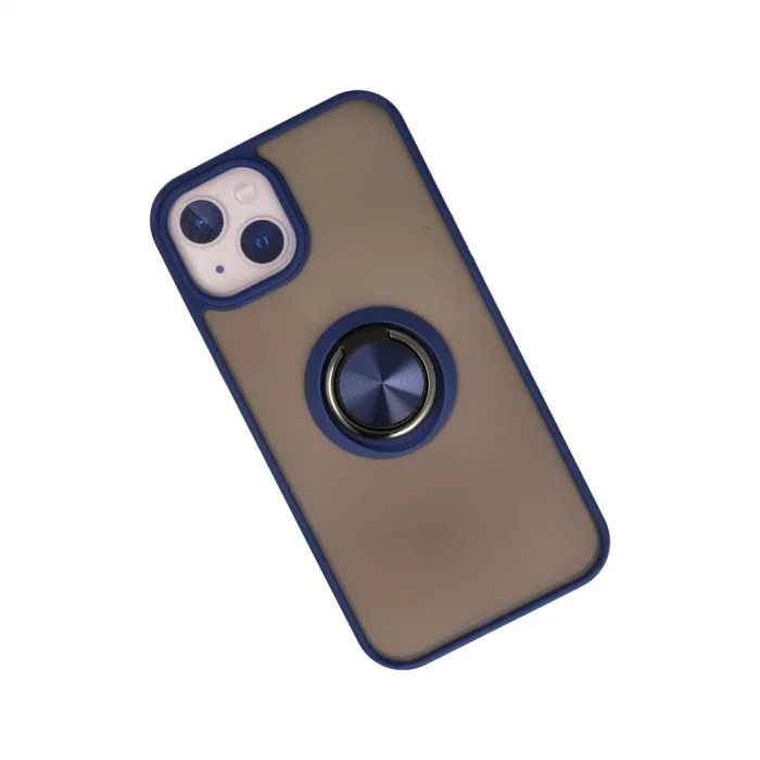 BUĞZ İphone 15 Kılıf Montreal Yüzüklü Silikon Kapak - Lacivert