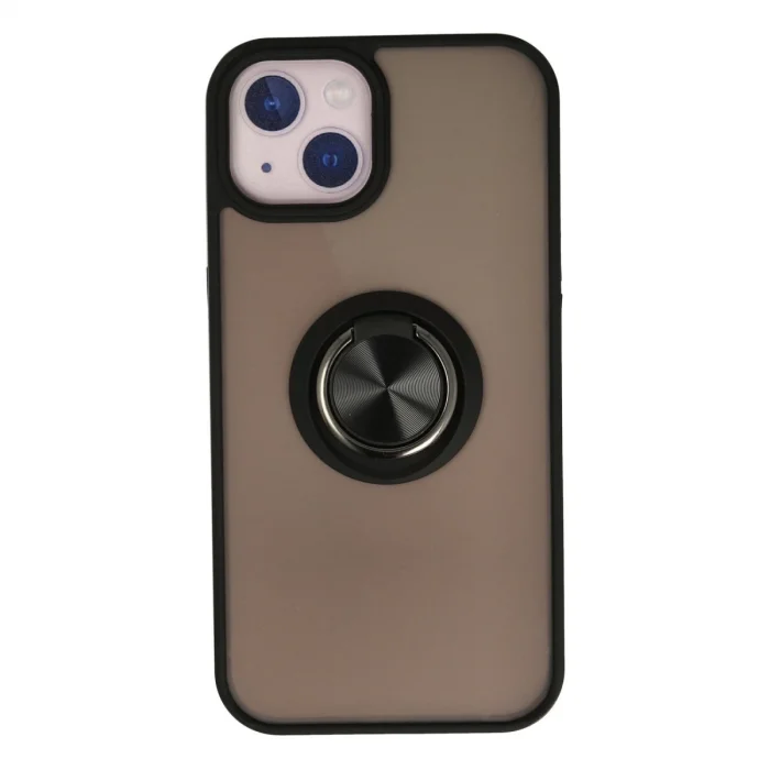 BUĞZ İphone 15 Kılıf Montreal Yüzüklü Silikon Kapak - Siyah