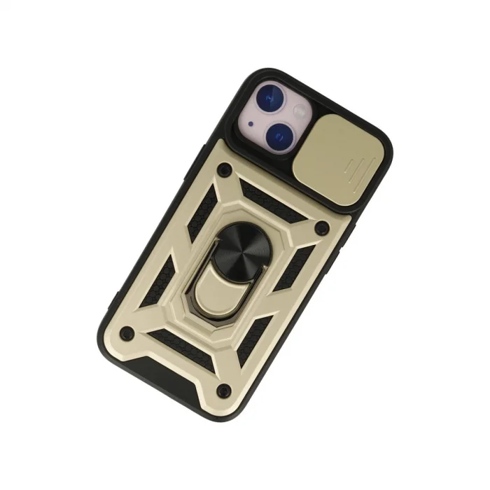 BUĞZ İphone 15 Kılıf Pars Lens Yüzüklü Silikon - Gold