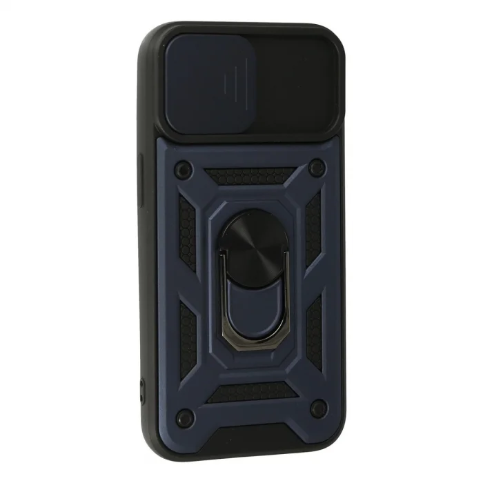 BUĞZ İphone 15 Kılıf Pars Lens Yüzüklü Silikon - Lacivert