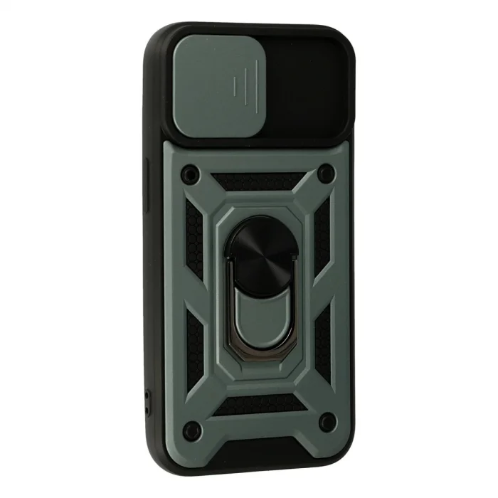 BUĞZ İphone 15 Kılıf Pars Lens Yüzüklü Silikon - Yeşil