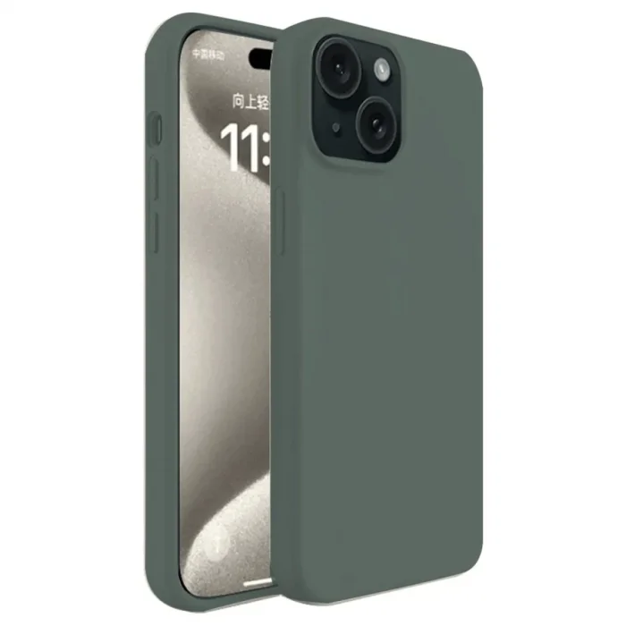 BUĞZ İphone 15 Plus Kılıf First Silikon - Koyu Yeşil