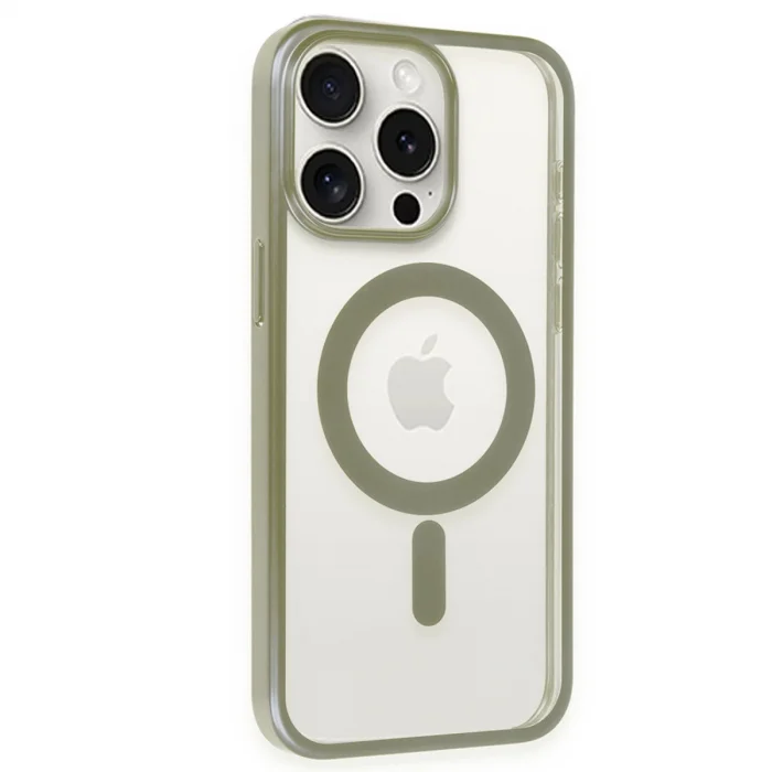 BUĞZ İphone 15 Pro Kılıf Erozi Magsafe Kapak - Gri