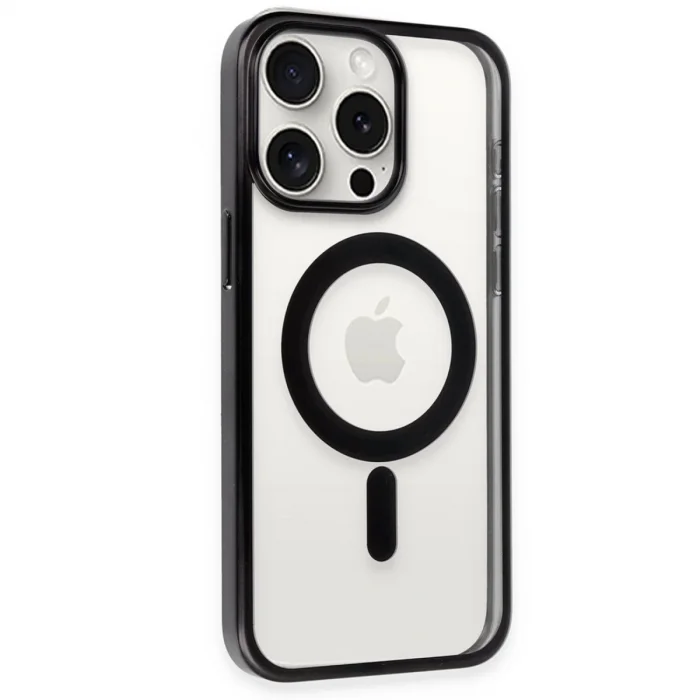 BUĞZ İphone 15 Pro Kılıf Erozi Magsafe Kapak - Siyah