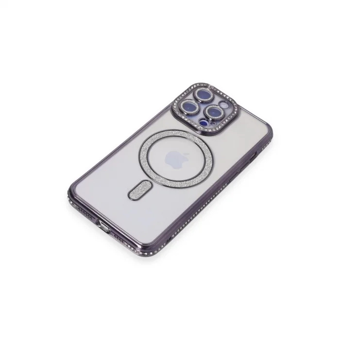 BUĞZ İphone 15 Pro Kılıf Joke Simli Magneticsafe Kılıf - Derin Mor