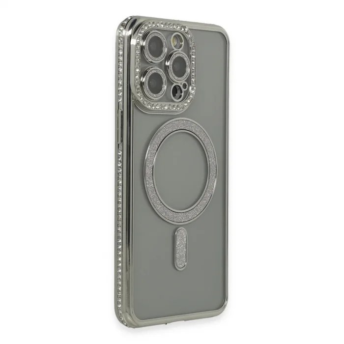 BUĞZ İphone 15 Pro Kılıf Joke Simli Magneticsafe Kılıf - Gri