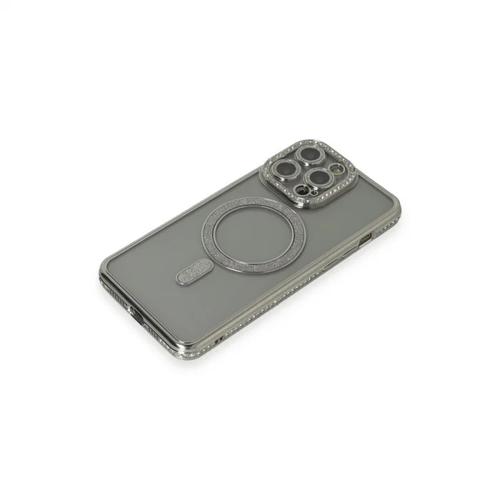 BUĞZ İphone 15 Pro Kılıf Joke Simli Magneticsafe Kılıf - Gri