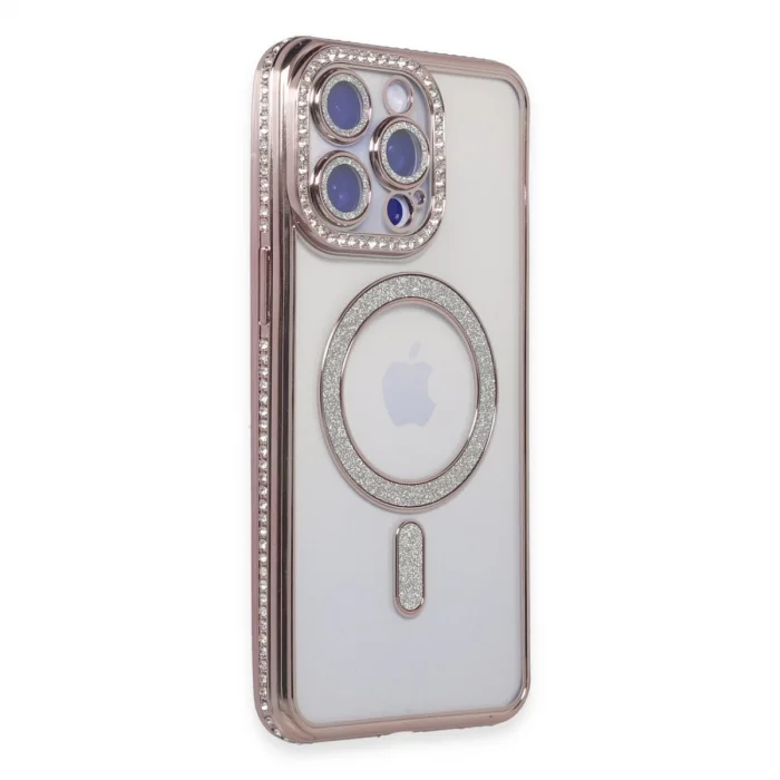 BUĞZ İphone 15 Pro Kılıf Joke Simli Magneticsafe Kılıf - Pembe