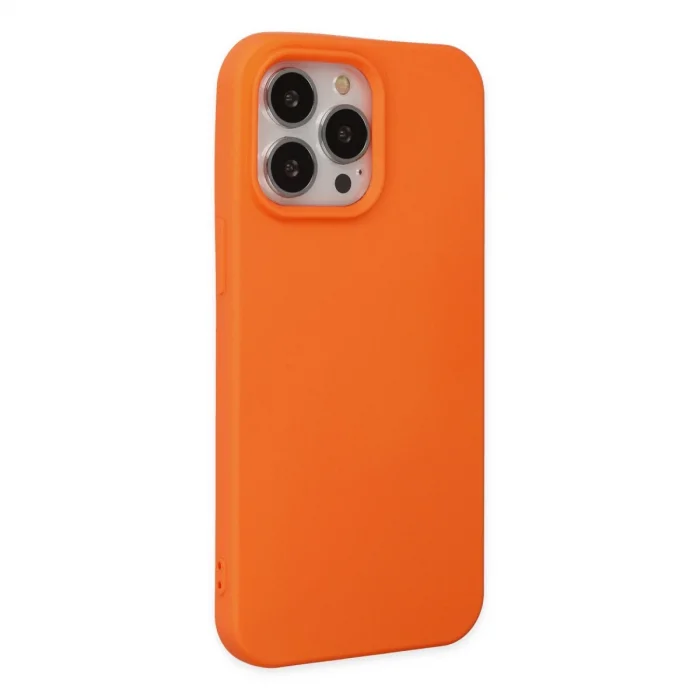 BUĞZ İphone 15 Pro Kılıf Nano İçi Kadife Silikon - Turuncu
