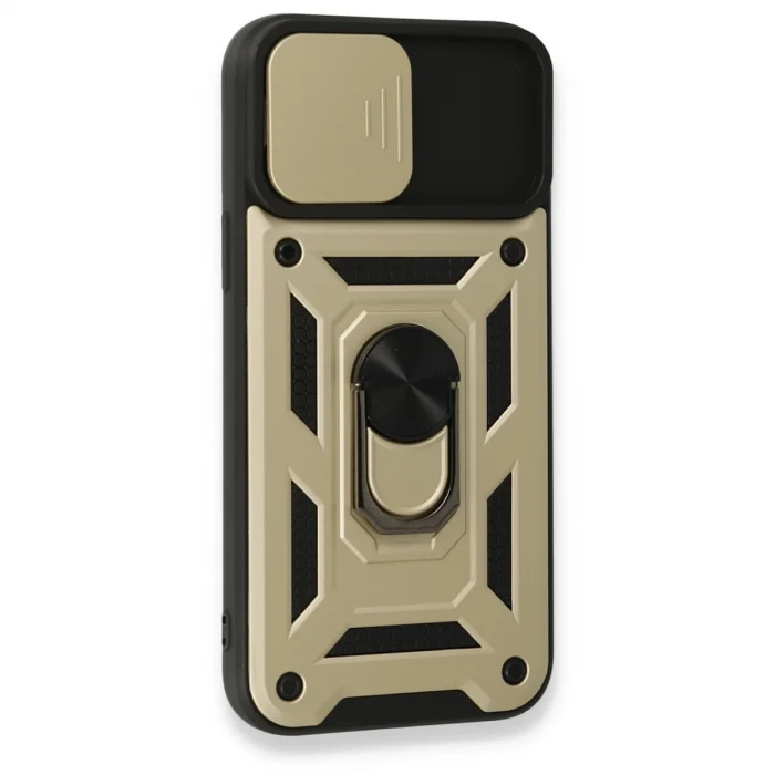 BUĞZ İphone 15 Pro Kılıf Pars Lens Yüzüklü Silikon - Gold