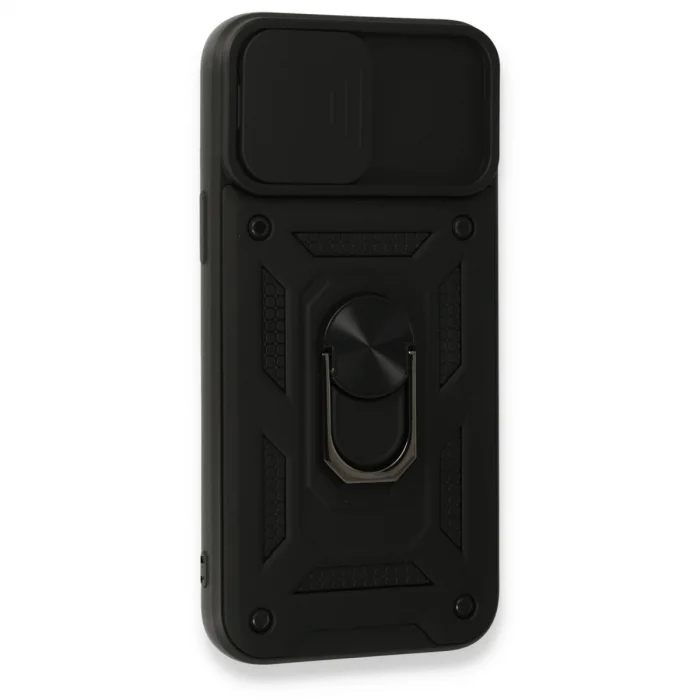 BUĞZ İphone 15 Pro Kılıf Pars Lens Yüzüklü Silikon - Siyah