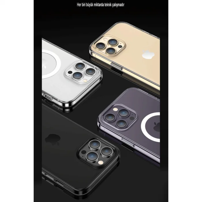 BUĞZ İphone 15 Pro Kılıf Tron Şeffaf Magsafe Kapak - Şeffaf