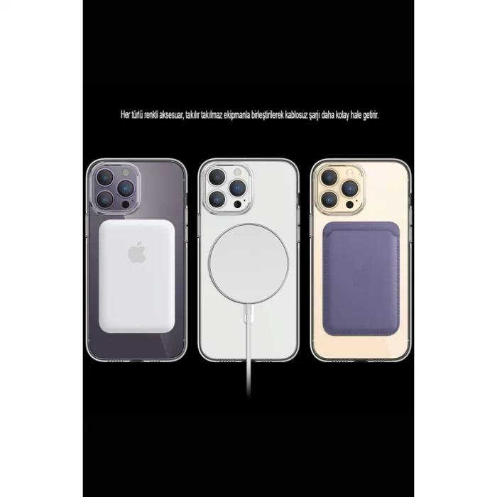 BUĞZ İphone 15 Pro Kılıf Tron Şeffaf Magsafe Kapak - Şeffaf