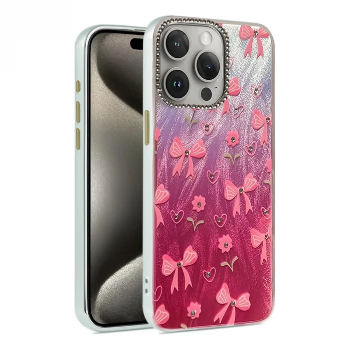 BUĞZ İphone 15 Pro Max Kılıf Blade Aynalı Desenli Kapak - Desen 3