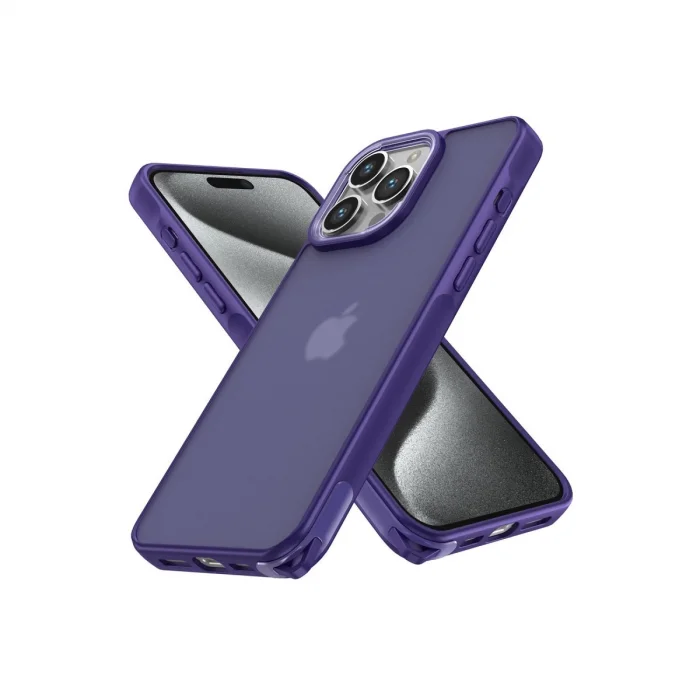 BUĞZ İphone 15 Pro Max Kılıf Elegant Kapak - Derin Mor