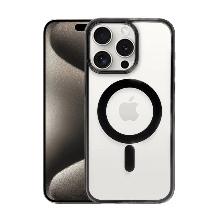 BUĞZ İphone 15 Pro Max Kılıf Erozi Magsafe Kapak - Siyah