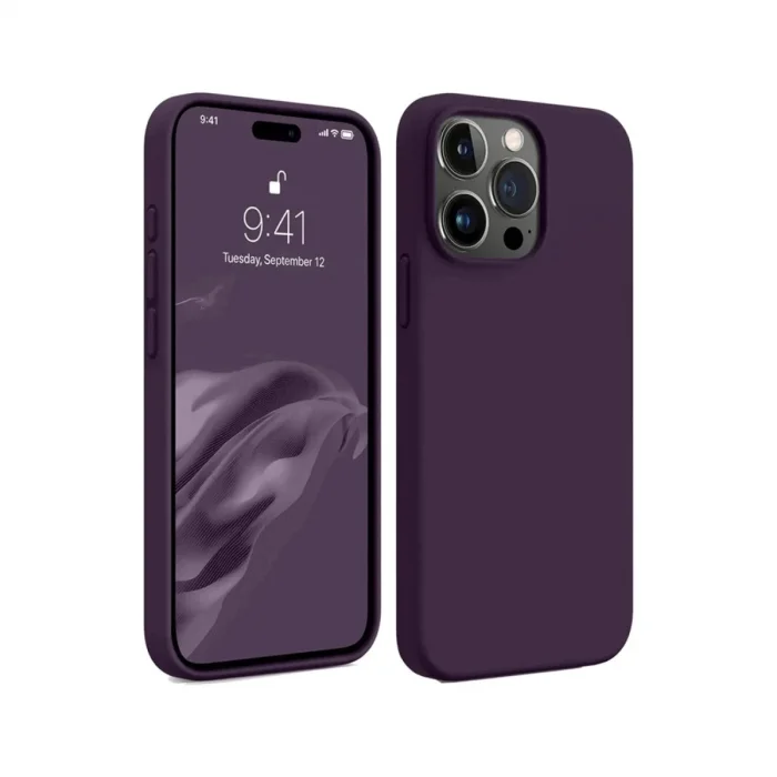 BUĞZ İphone 15 Pro Max Kılıf First Silikon - Mürdüm