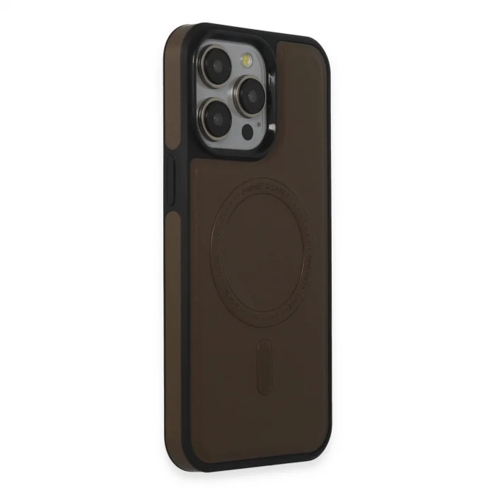 BUĞZ İphone 15 Pro Max Kılıf Ozzi Magsafe Deri Kapak - Natural Grey
