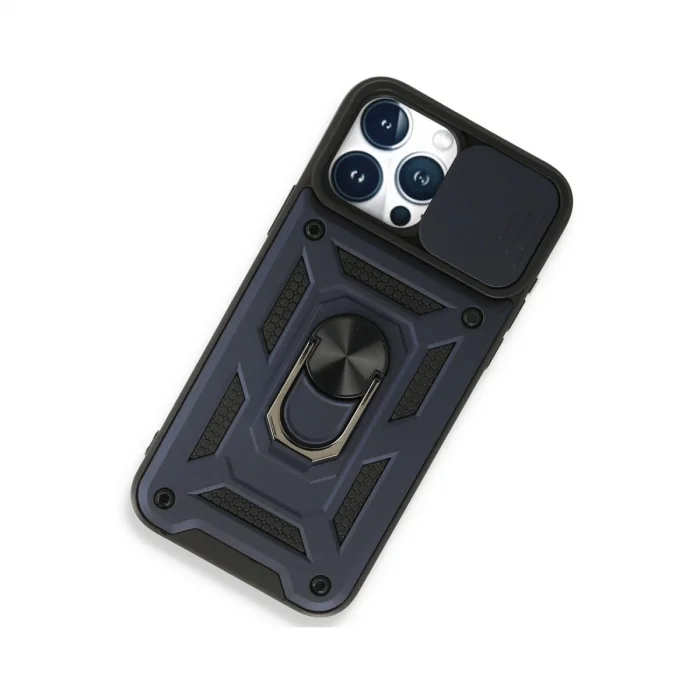 BUĞZ İphone 15 Pro Max Kılıf Pars Lens Yüzüklü Silikon - Lacivert