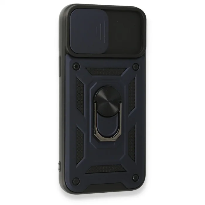 BUĞZ İphone 15 Pro Max Kılıf Pars Lens Yüzüklü Silikon - Lacivert