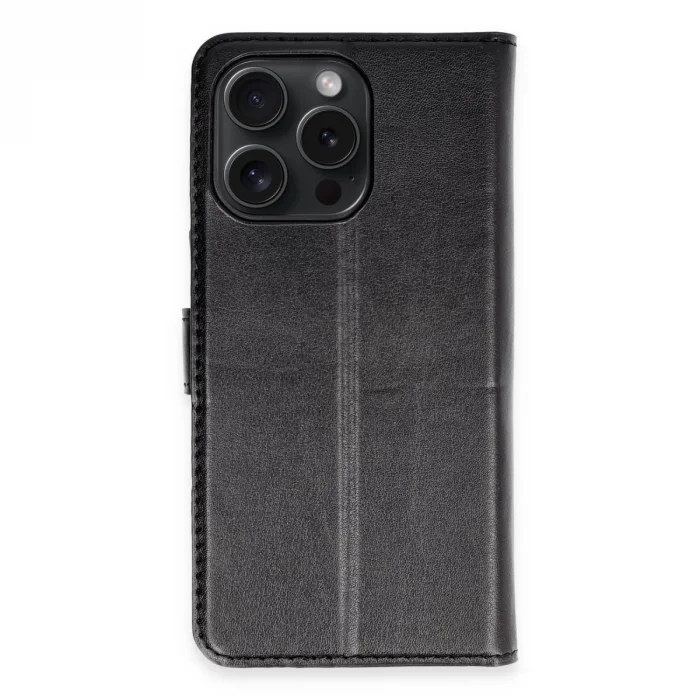 BUĞZ İphone 15 Pro Max Kılıf Trend S Plus Kapaklı Kılıf - Siyah