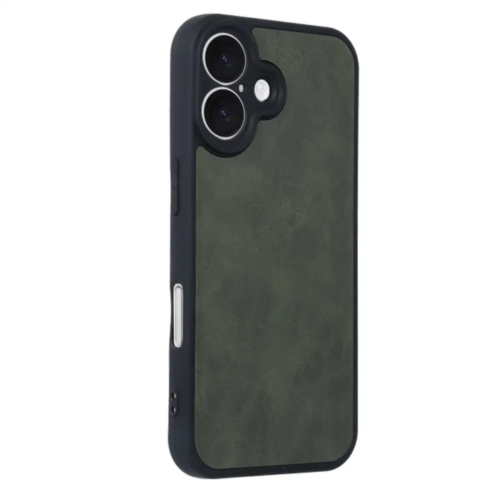 BUĞZ İphone 16 Kılıf Aras Deri Kapak - Koyu Yeşil