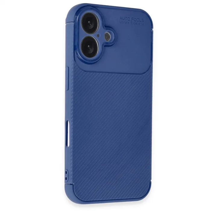 BUĞZ İphone 16 Kılıf Auto Focus Karbon Kapak - Lacivert